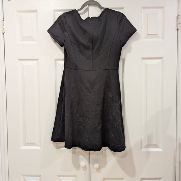 Loft Black mini dress with petal short sleeve, size 2 - Picture 3 of 3